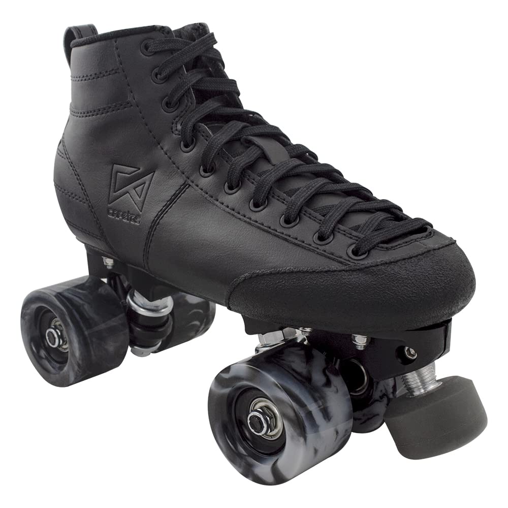 CAPETOS Roller Skates - Black Microfiber Roller Rink Derby Quad Skates - Indoor/Outdoor Skating (39/6.5)
