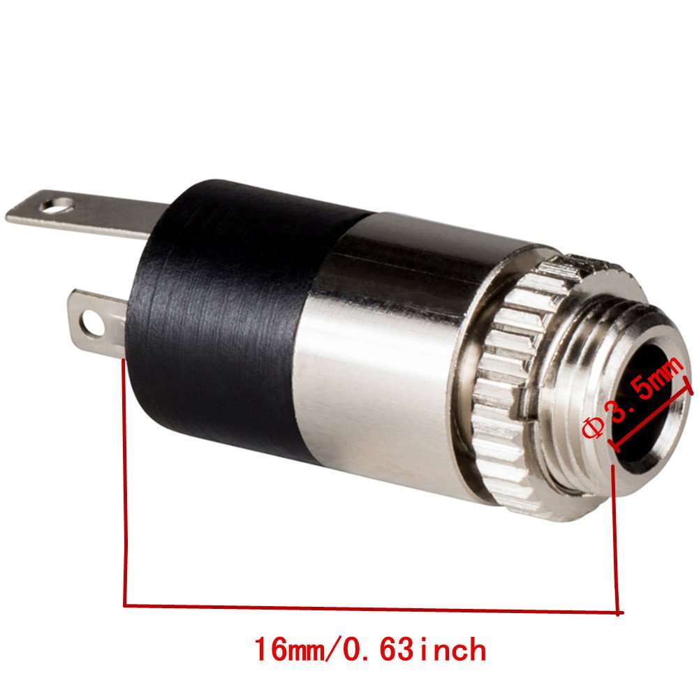 Lsgoodcare 3.5MM Female Plating Stereo Jack Panel Mount Connector Terminals with Locking Nuts-3.5MM Headphone Audio Jack, Pack of 10 2