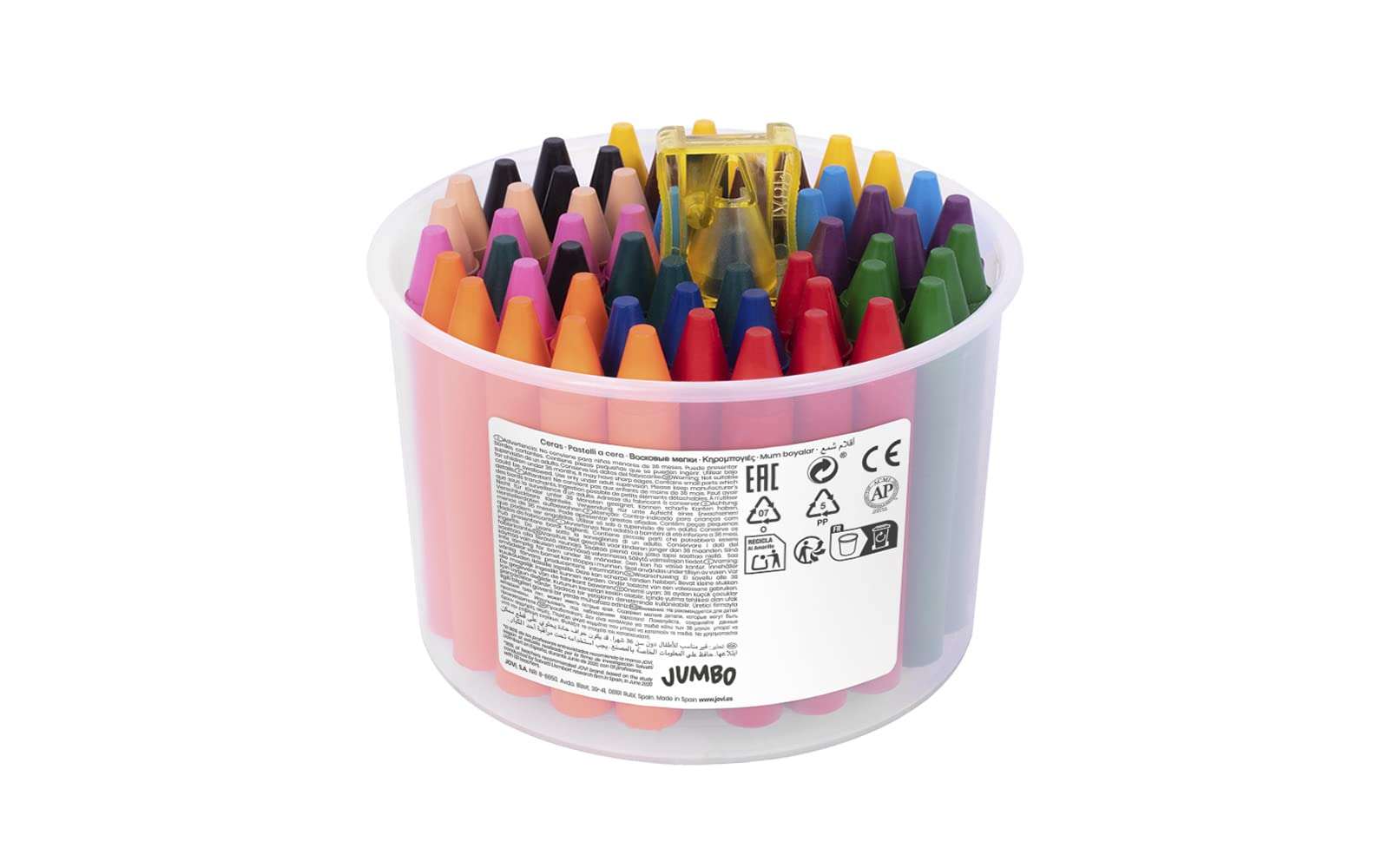 Jovi Round 60 Wax Crayons Jar with Sharpener, 12 Shades 5 Crayons of Each Shade for Drawing Colouring Kids, Smooth, Durable, Non-Toxic, Gluten Free, Attractive Bright Wax Chalk Colours, 980/60 4