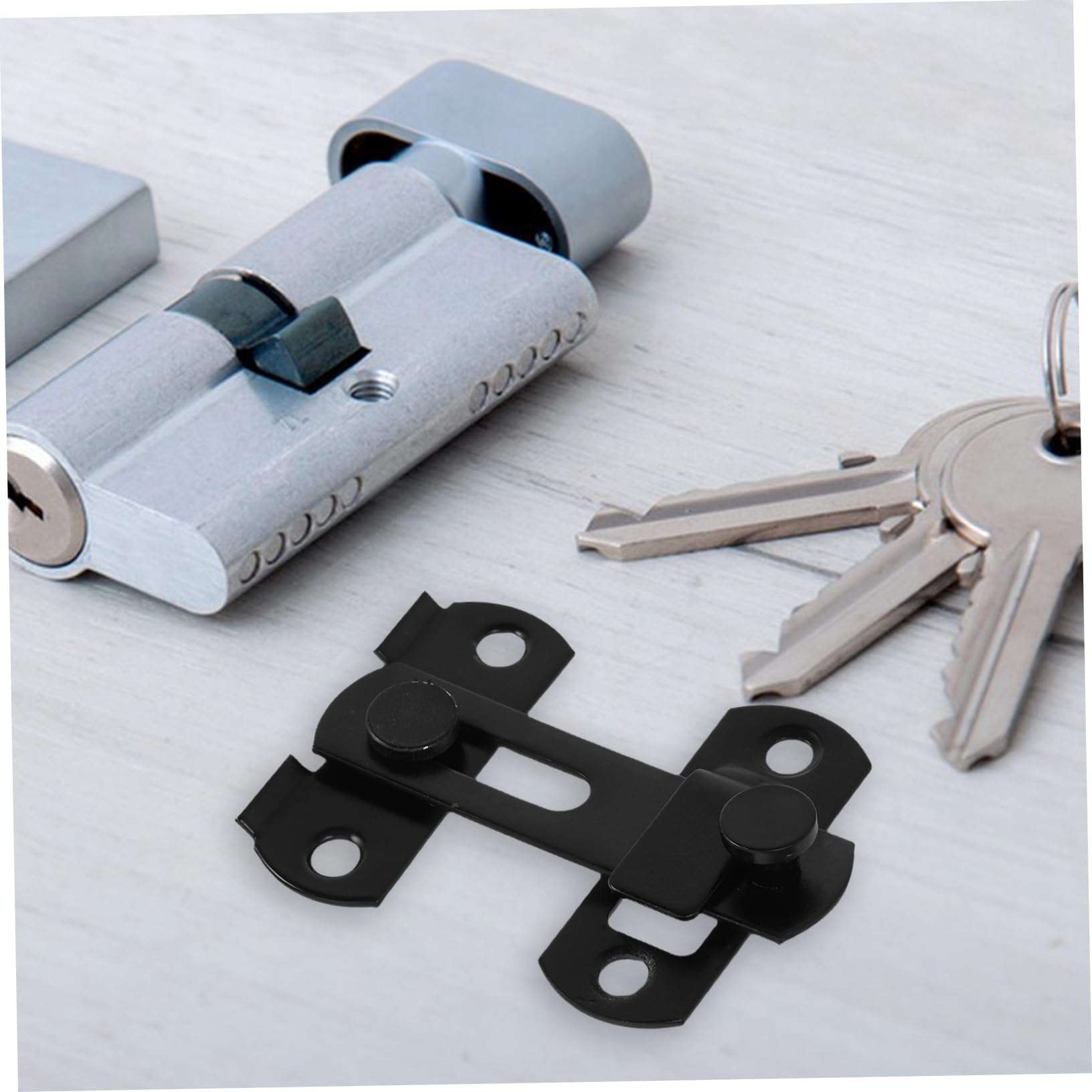 FOYTOKI 4pcs Home Security Door Lock, Stainless Steel Door Lock Latch, Sliding Barn Door Lock, Gate Locks for Outdoor Fence, Black, 4pc 6