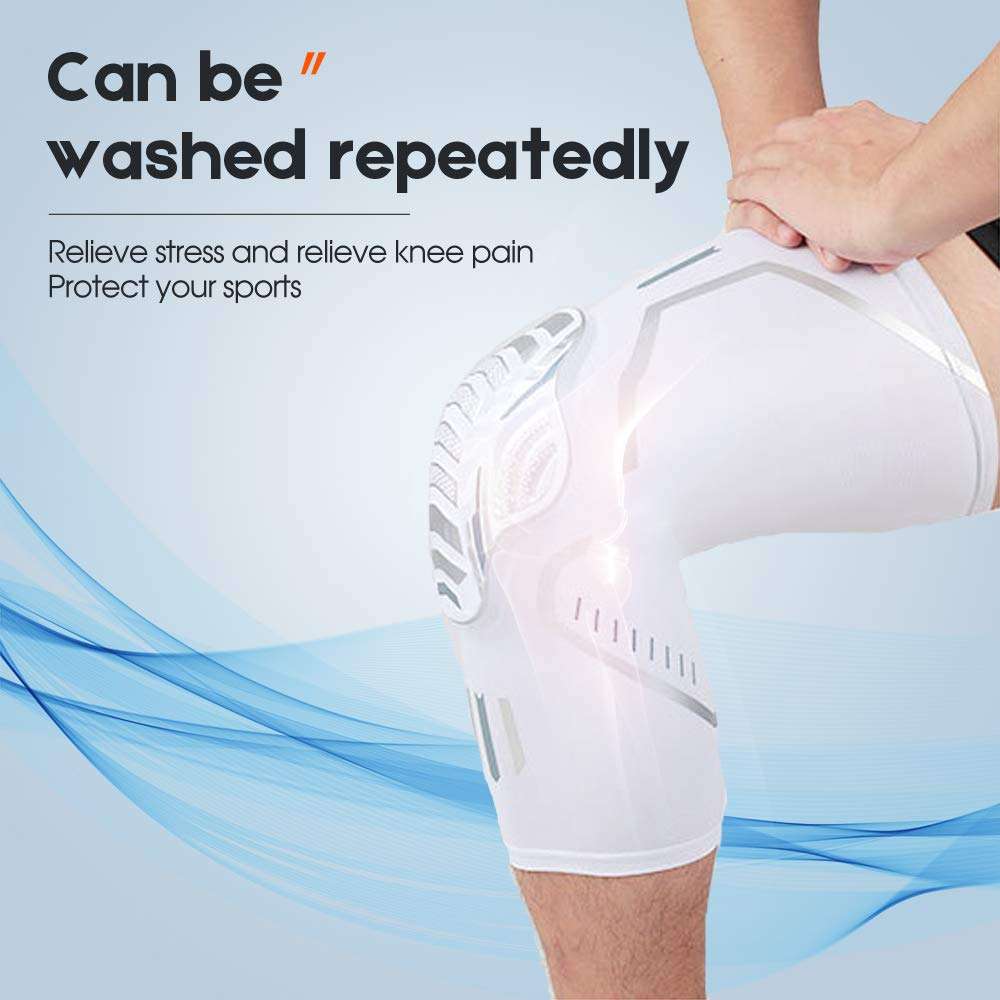 ESGTON Kids Adult Knee Pad Crashproof Leg Knee Long Sleeve Protector Gear for Basketball, Volleyball, Weightlifting(1 pair) -White 6