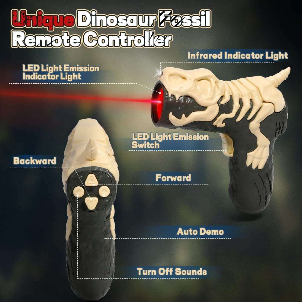 FRUSE Remote Controlled Dinosaur Toy, RC Spinosaurus Toy with Light Tracking, Spray Mist, LED Light, Roar, Radio Dino Toy, Gifts for Children, Boys, Girls, Age 3, 4, 5, 6, 7, 8 (Red) 4