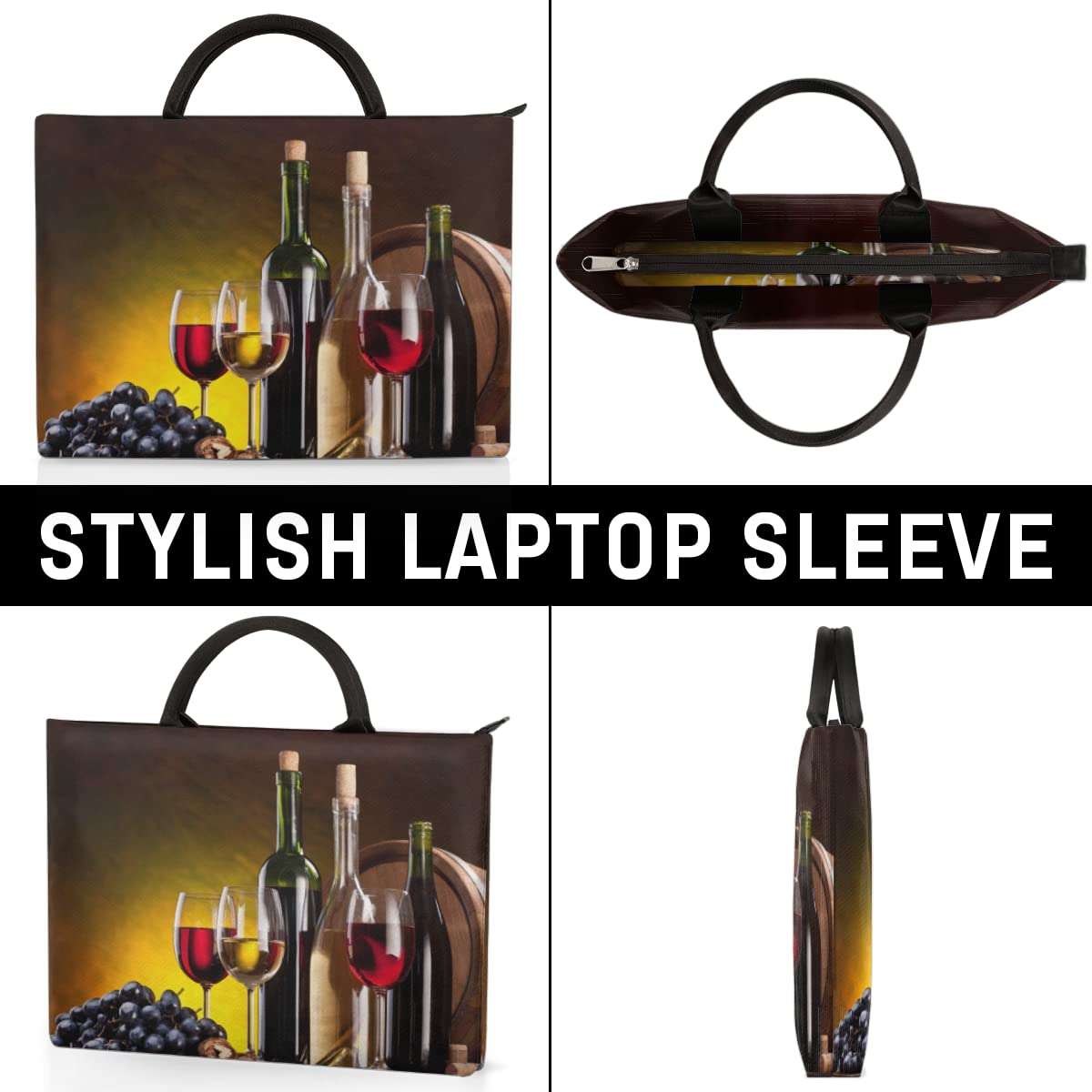 Laptop Case Bag Sleeves 15.6 inch Red White Wine Grape,Laptop Case Bag for Woman,Durable Briefcase Laptop Notebook Carrying Case Handbag for Business Office School 6