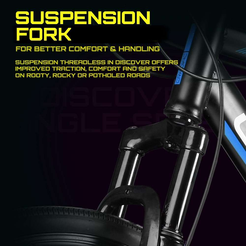 CRADIAC - Discover Pro | 700 * 35 C Hybrid Bike | Single Speed | Double Disc Brakes | Unisex, Front, Blue 4