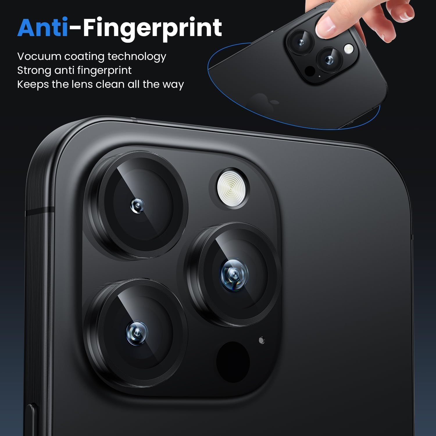 CASENED Camera Lens Protector for iPhone 16 Pro/iPhone 16 Pro Max - Alloy Metal Ring with Tempered Glass - Scratch Resistant, Easy Installation 5
