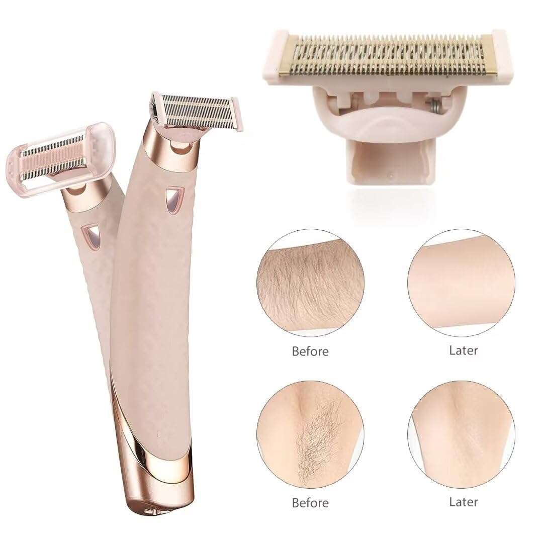 2Pack Razor Replacement Heads for Flawless Nu Razor, Rose Gold Plated Body Replacement Head with Covers, Hair remover Replacement Head for Finishing Touch Razor for Women by BLUE ELF 6