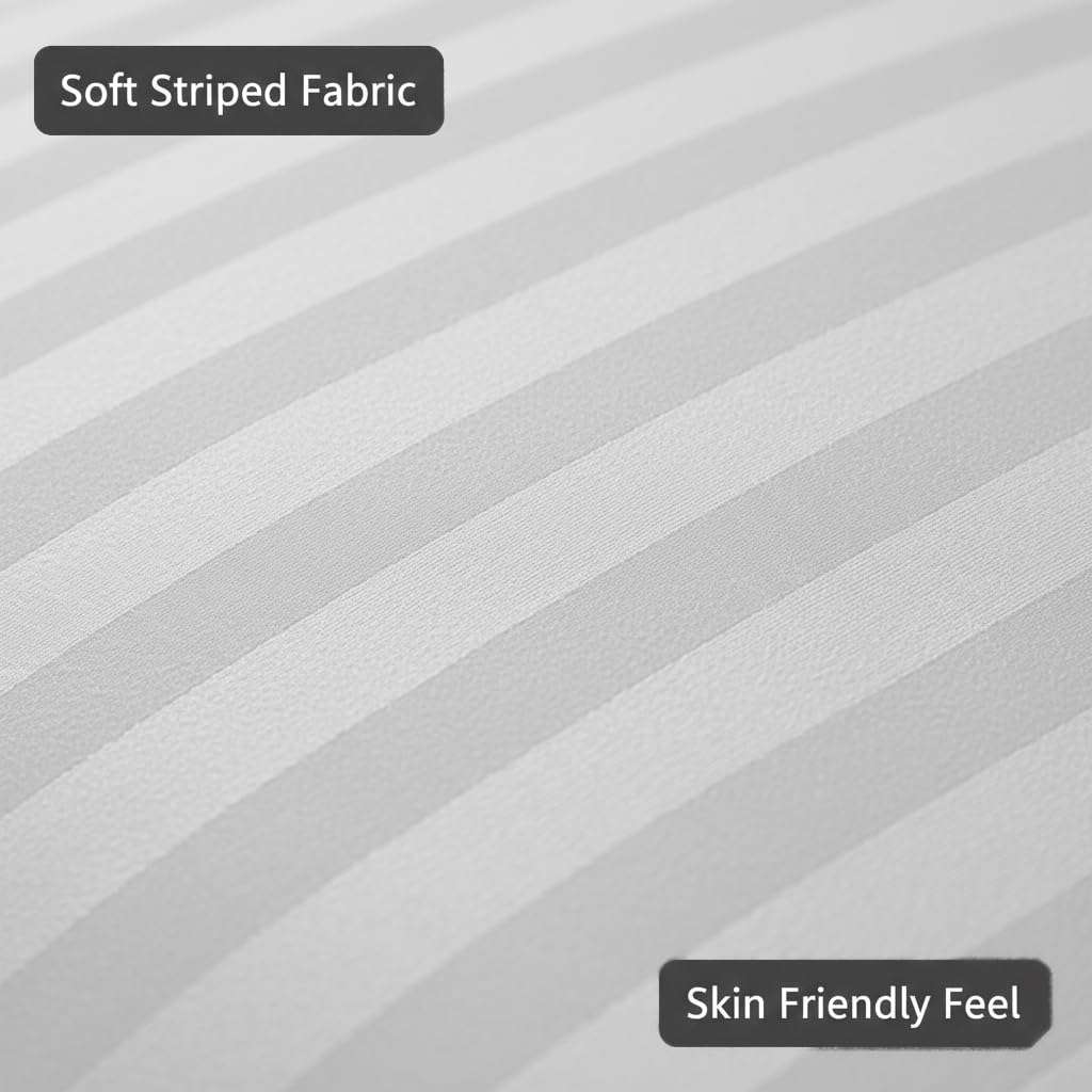 DADDY COOL Premium Soft Bed Pillow for Sleeping | Striped Design | Comfortable Head & Neck Support | Skin-Friendly Fabric | 16 x 24 Inches | White 5