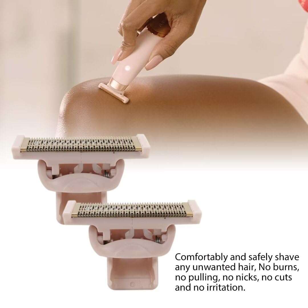 2Pcs 2024 Upgraded 2024 Upgraded Replacement Head For Flawless Nu Razor, with Rose Gold Plated Body Hair Remover Tool with Covers Compatible for Finishing Touch Razor for Women 5