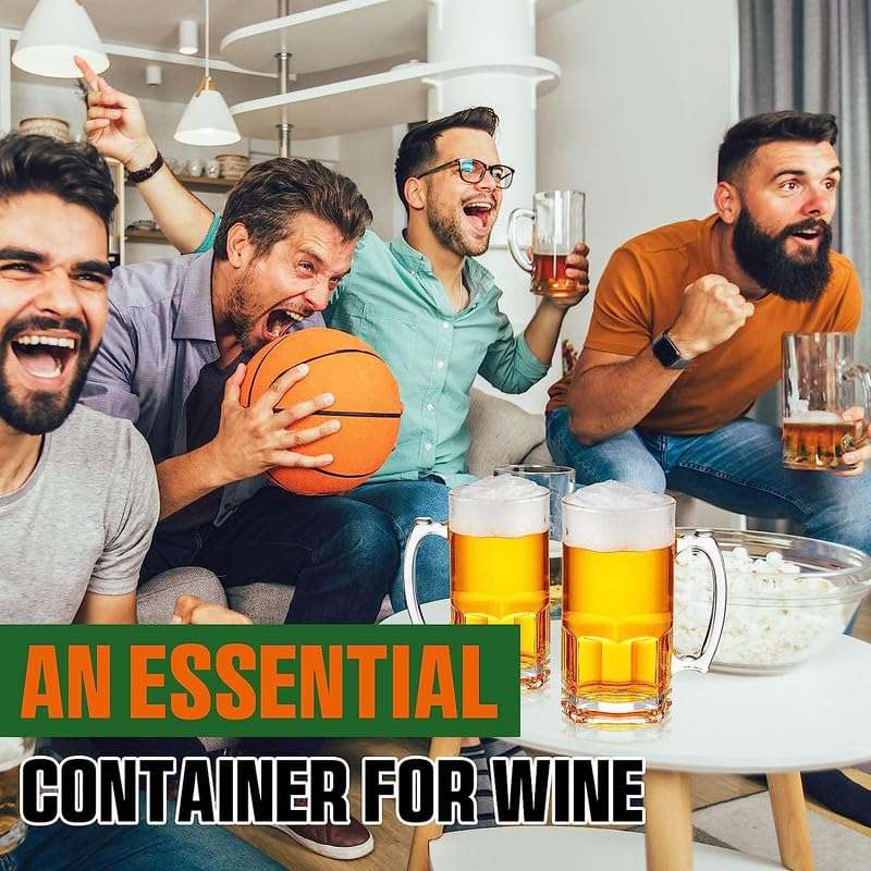 Homeprism Premium Glass Beer Mug - Transparent (630ml) | Mug with Handle Glass | Freezable Beer Glasses | Multipurpose Everyday Drinking Glasses | Cocktail Glasses (Design1 - Pack of 1) 6