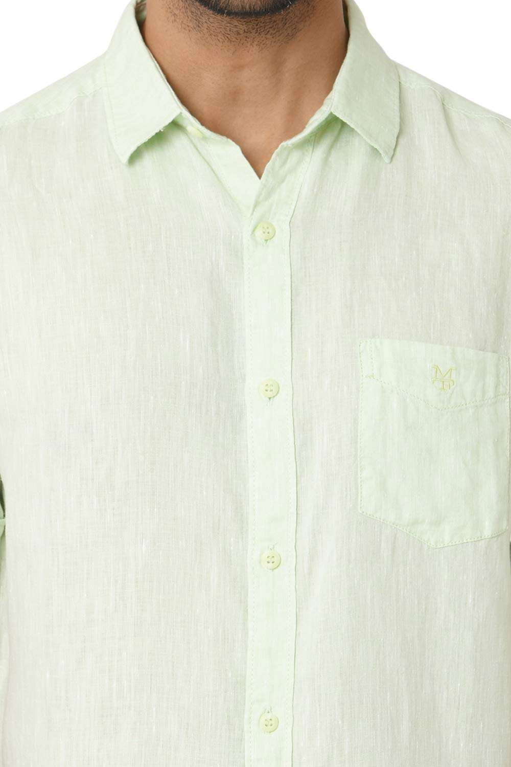 Mufti Men's Solid Slim Fit Casual Shirt (MFS-10869-K-68-LIME-L_Lime L) 5
