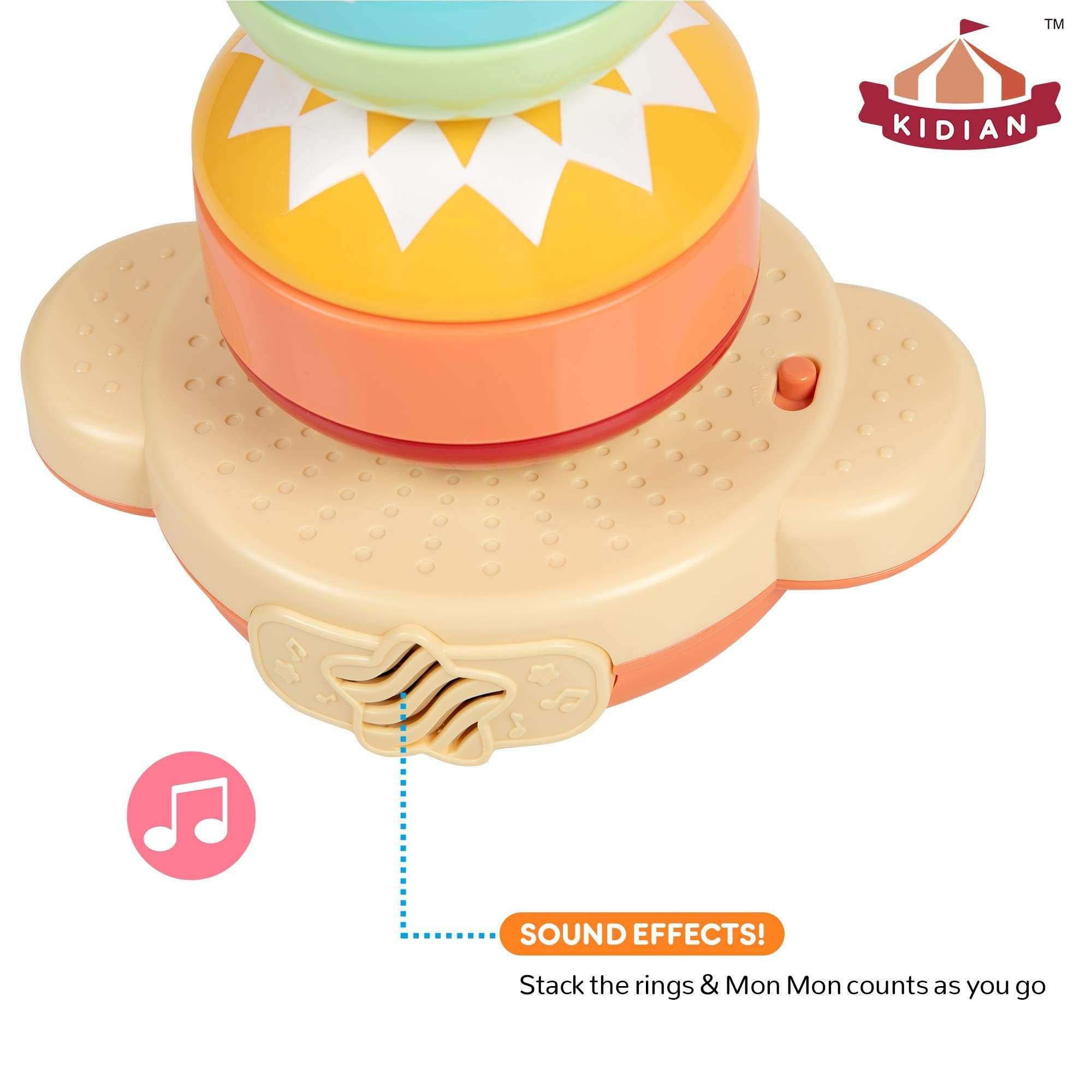 Flybar Kidian Stacking Toys - Mon Mon The Rainbow Stacker, Baby Stacking Toy, Toddler Stacking Toy, Musical Stacking Toys for Toddlers 1-3 6