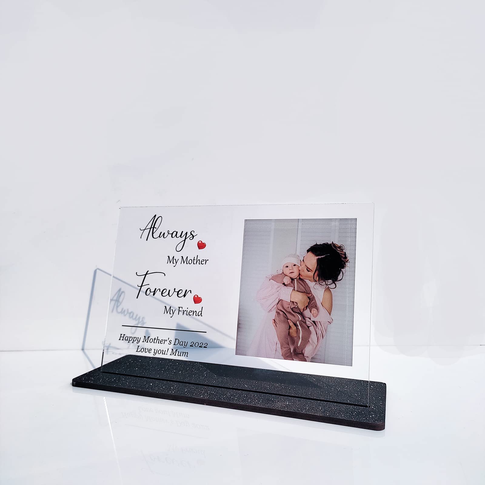 Shaivya Customised Gift Items For Mother, Best Mother’s Day Gift, Best Gift For Mom Birthday, Acrylic Plaque With Wooden Base, Always My Mother Forever My Friend Quote, Christmas Gift for Mother 5