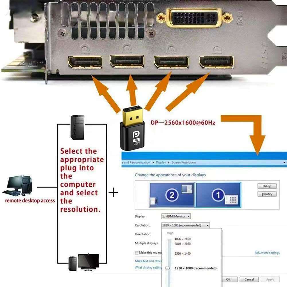 ELECTRO WOLF 4K Displayport dp Dummy Plug Virtual Display Adapter EDID Headless Ghost Emulator Desktop Accessories for PC Graphics Video Card 6