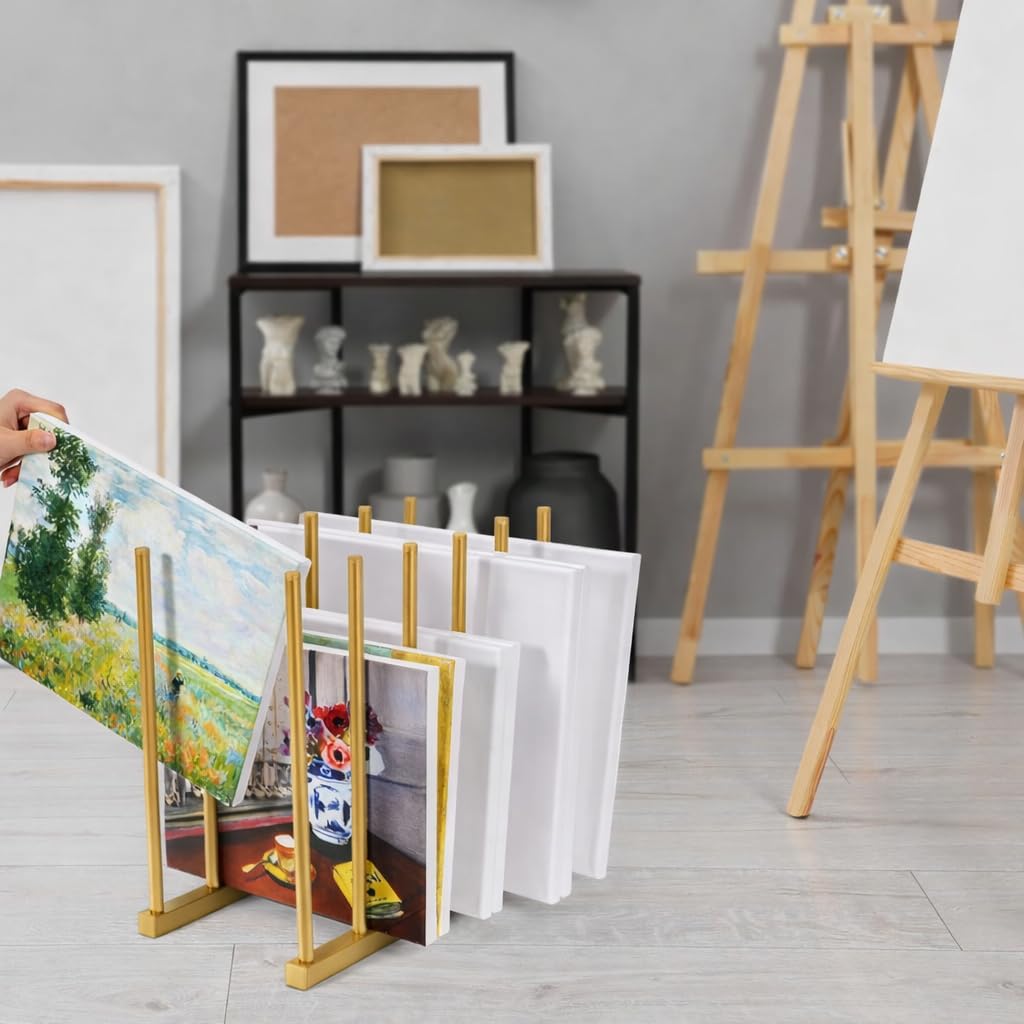 OGFC 57107 Art Storage Rack Painting Canvas , Metal Drawing Storage SHELF for Canvas Frame Organizing / Drawing Board (Golden) STAND 4