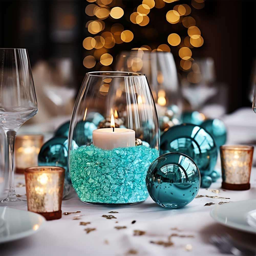 1.35 LB Crushed Glass,Epoxy Resin Art Broken Pieces,Terrarium Succulent Gravel Planter Soil Cover Gravel,also Air Plant Mini Rock,Crafts Projecting,Vase Filler,Candle Holder Decor,Pacific Blue 2