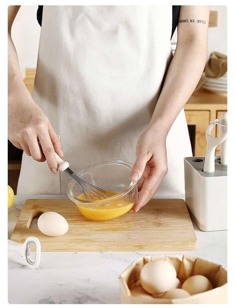 Menrexa 6pcs Kitchen Gadgets Set - Includes Kitchen Scissors, Paring Knife, Whisk, Bottle Opener, Peeler, and Utensil Holder - Essential Kitchen Utensils Set for Home Cooking 4