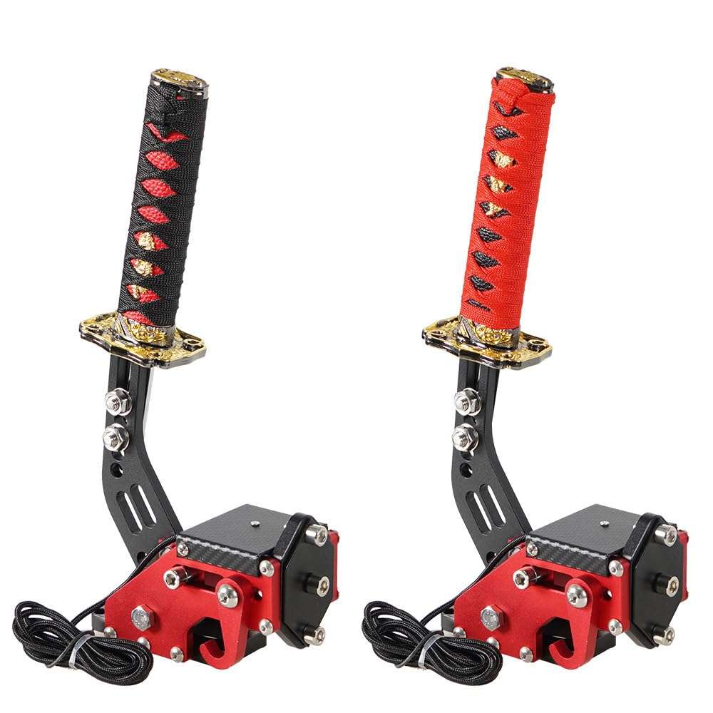 GOIPKO PC Racing Game USB Handbrake, 64 Bit PC USB Handbrake Compatible with Logitech G27/G29/G920 T500 T300 Simulated Racing Games (Red) 5