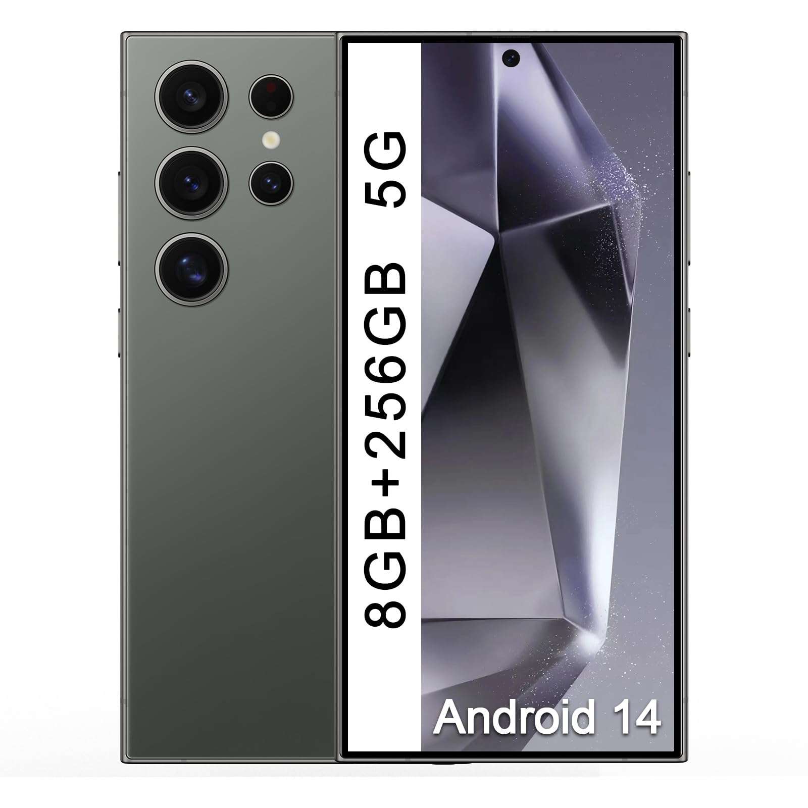 C24 Cell Phone Unlocked 5G, 6.8" FHD+ Android 14 Smartphone 8GB+256GB /1TB Expansion,108MP Camera 6000mAh Cell Phone Face ID/Dual SIM/GPS/FM Radio(Green) 1