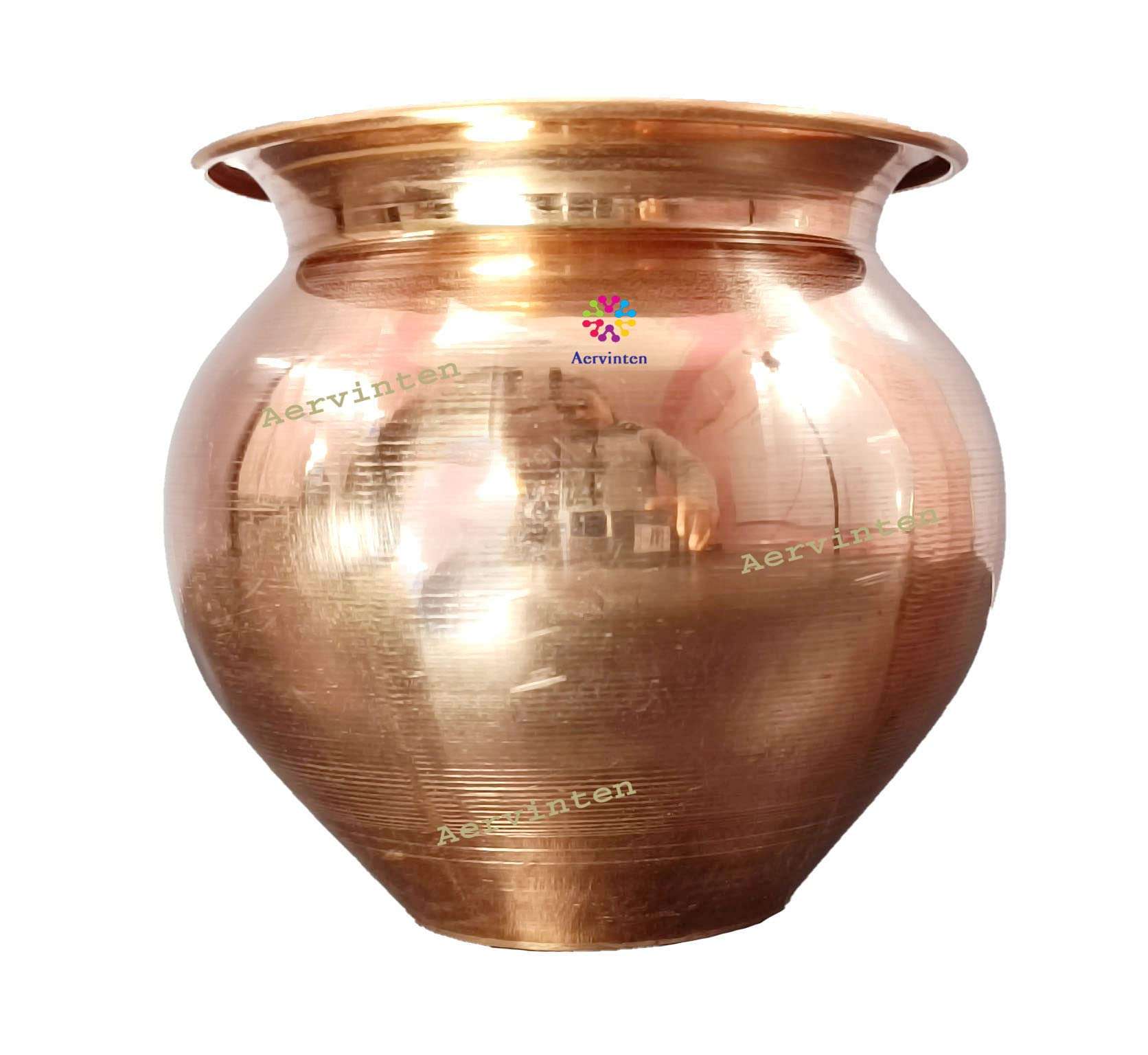 Aervinten Copper Kalash Tambe Ka Lota for Drinking Water Copper Pot for Diwali, Pooja, Festival, Home Decoration || standard Copper Lota || G@65 1