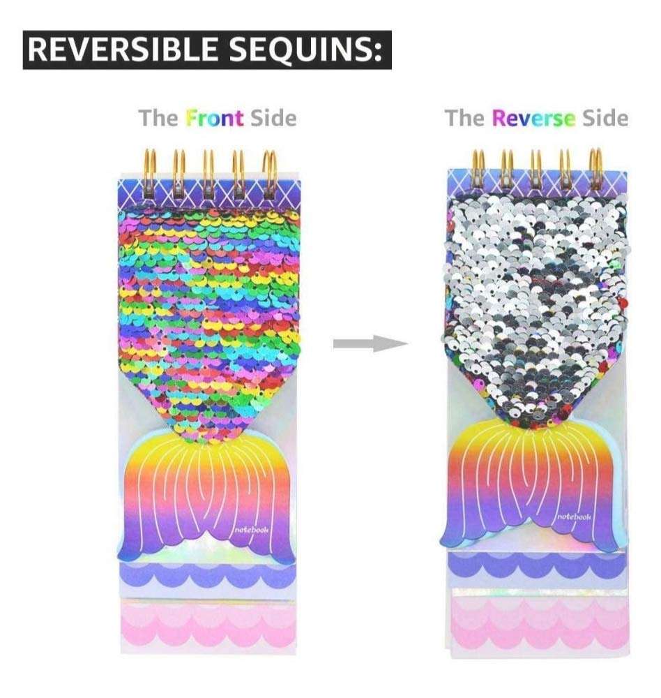 SAMVARDHAN Mermaid Tail Colour Changing Magic Sequnece Diary, Rainbow Colour Reversible Sequinned Diary A 5 Sequin Notebook for Girls 4