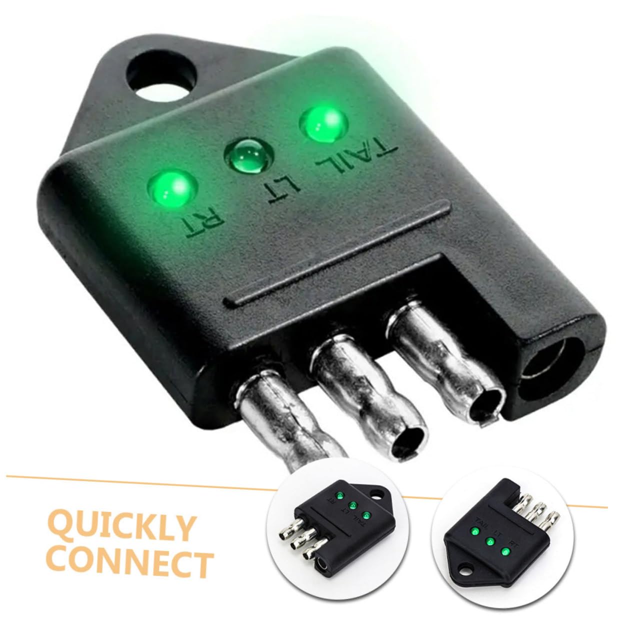 PENIKOKO Quick Connect Trailer Tester 4-pin Trailer Test Plug Camper Connector Tester Brake Light 4