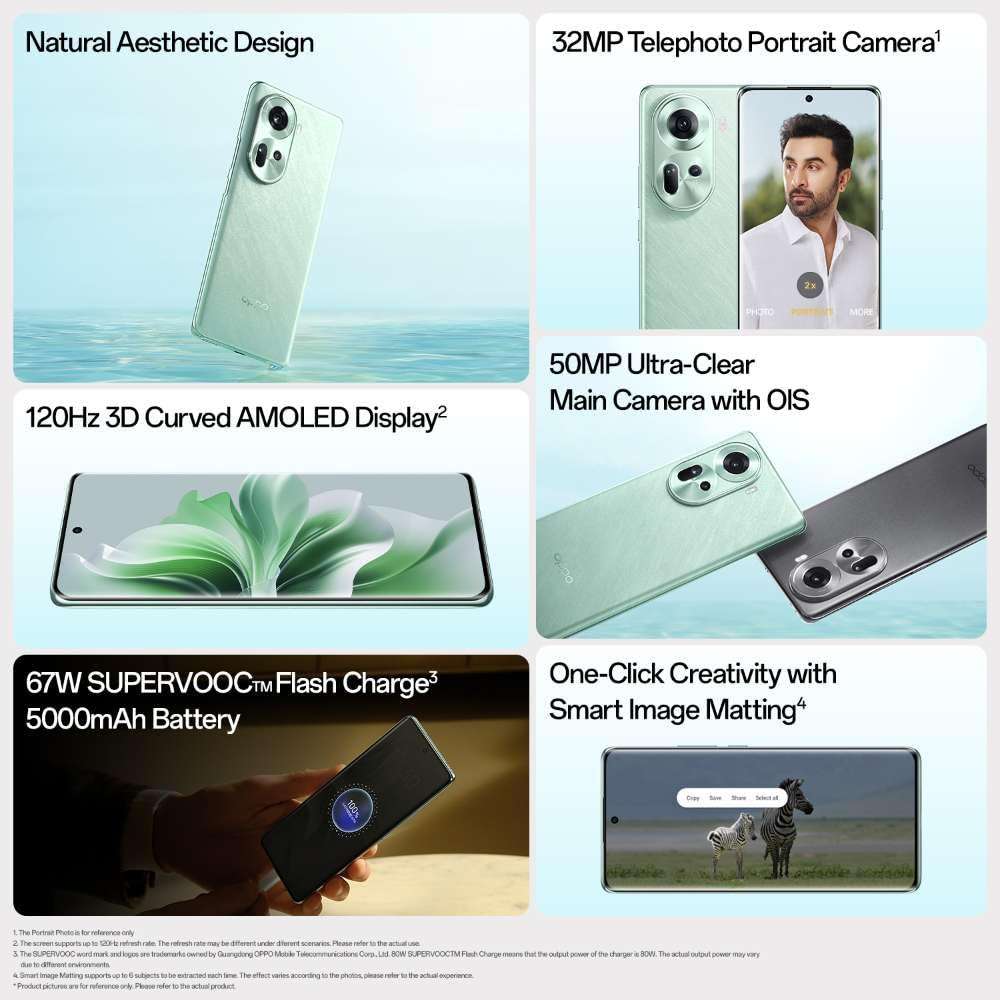 Oppo Reno 11 5G (Wave Green,128 GB) (8 GB RAM) 6