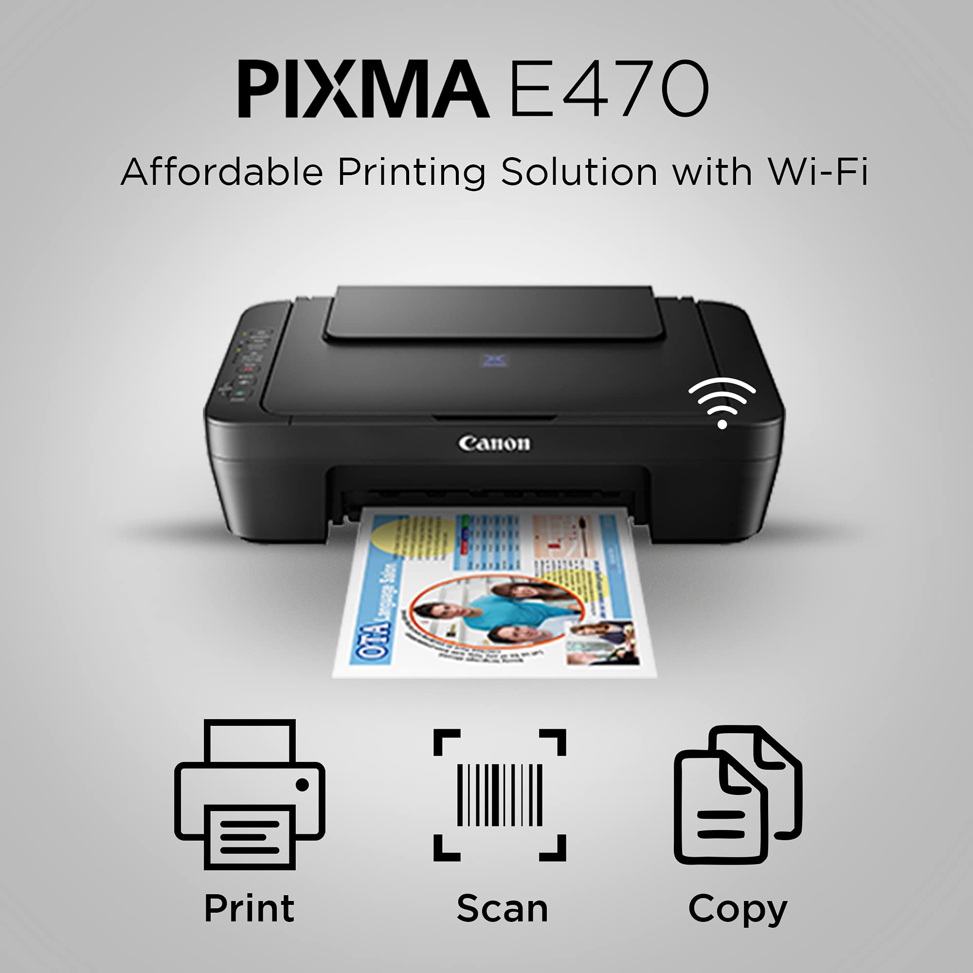 Canon Pixma E470 All-in-One wireless Color Home Inkjet Printers (Black) 4