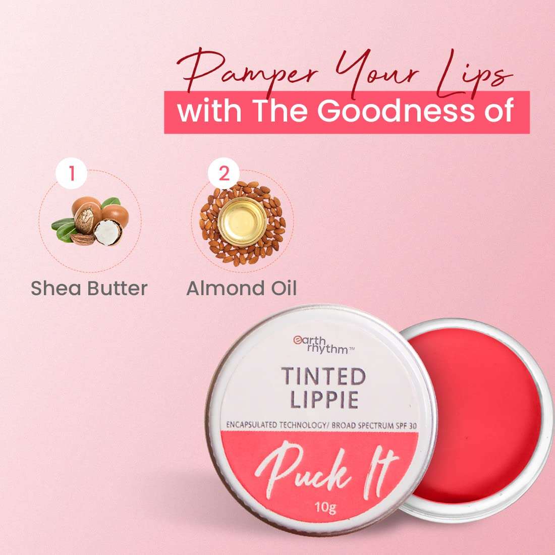 Earth Rhythm Tinted Lip Balm & Cheek Tint with SPF30 - Lady Bug, Nourishes & Hydrates Dry Chapped Lips, Provides UV Protection, with Shea Butter & Almond Oil, Chemical & Paraben free - 10 gm 3