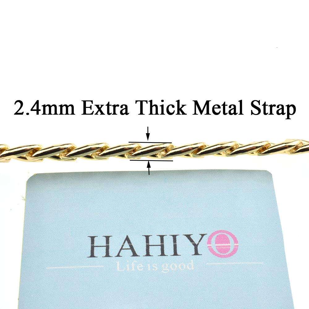 HAHIYO Purse Chain Strap Length 43.3” SPOT-ON Gold for Shoulder Cross Body Sling Purse Handbag Clutch Bag Replacement Strap Comfortable Flat 0.4” Wide Enough 2.4mm Extra Thick Metal Strap 1 Pack 4