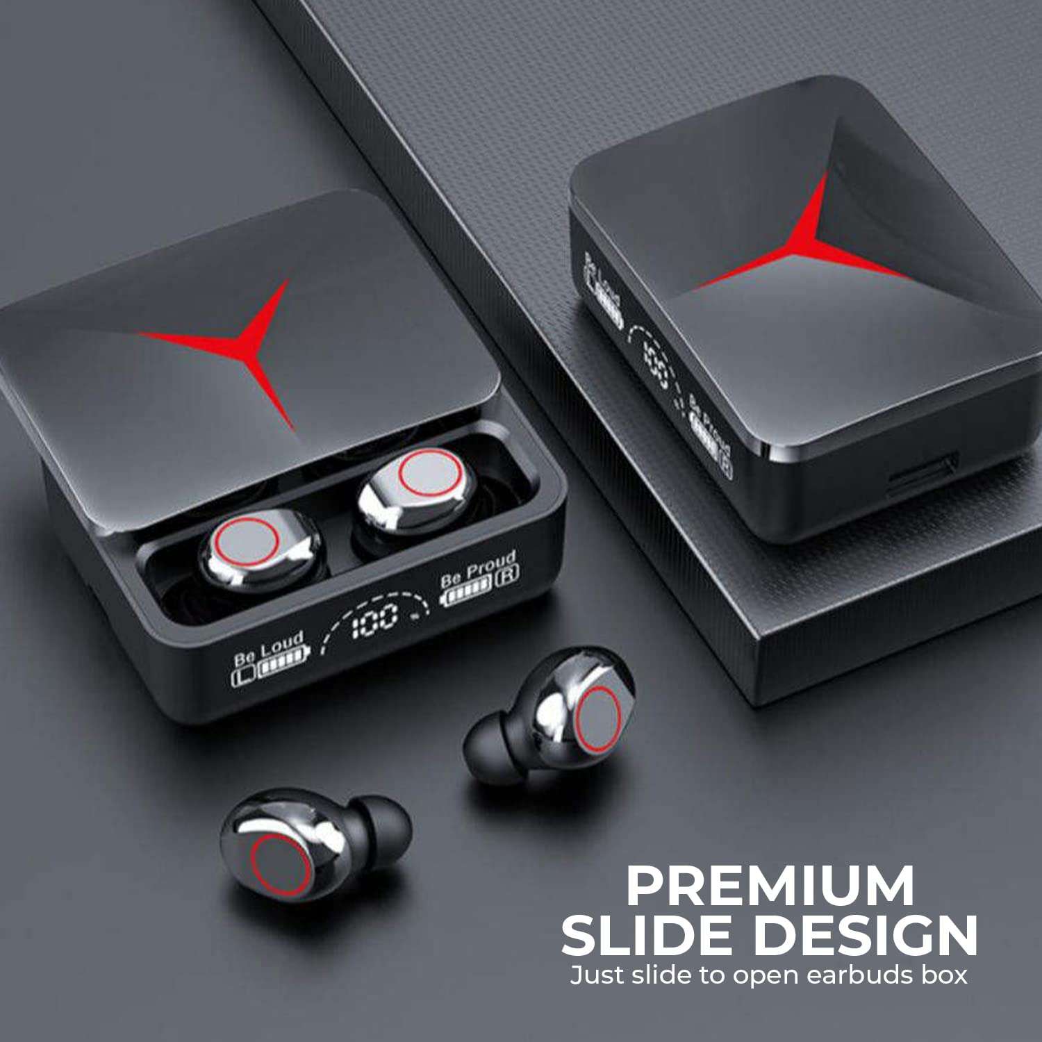 MOOZMOB TWS M90 Earbuds with Touch Control and Dual LED Charging Display, 140H Playtime Wireless Headphones with Noise Cancellation Gaming TWS Earphones (Black, 1 Pair) 3