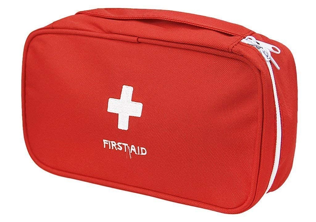 Sonntag Travel Medicine Pouch Emergency First Aid Kit Box Organizer with Medicine-Pocket Empty Bag for Travelling Car, Home, Office - Storage Bag (Red, Polyester) 1