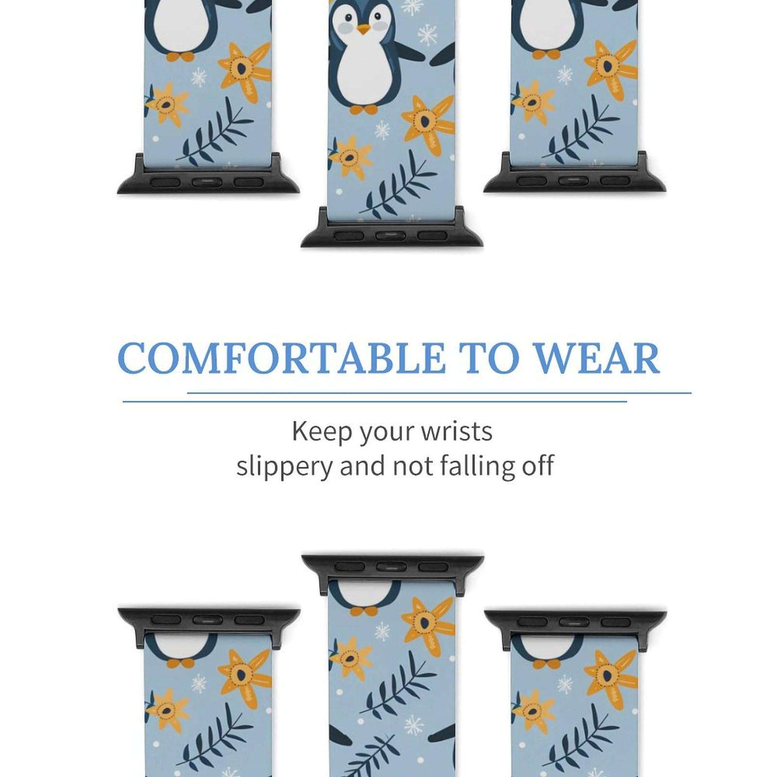 Cute Penguins Silicone Watch Band for Women Men Replacement Watch Strap Wristbands 38mm/40mm 6