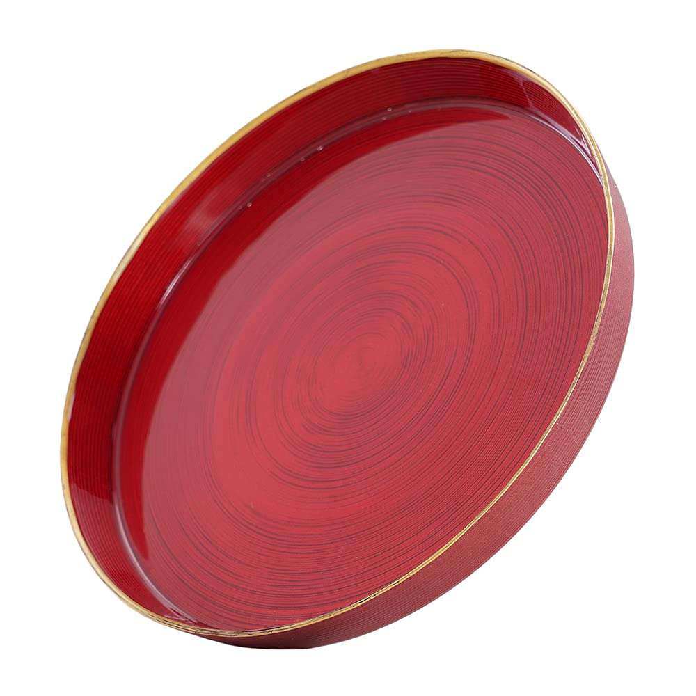 Pure Home and Living Glass Round Charger Plates - 2 Pieces, Red 5