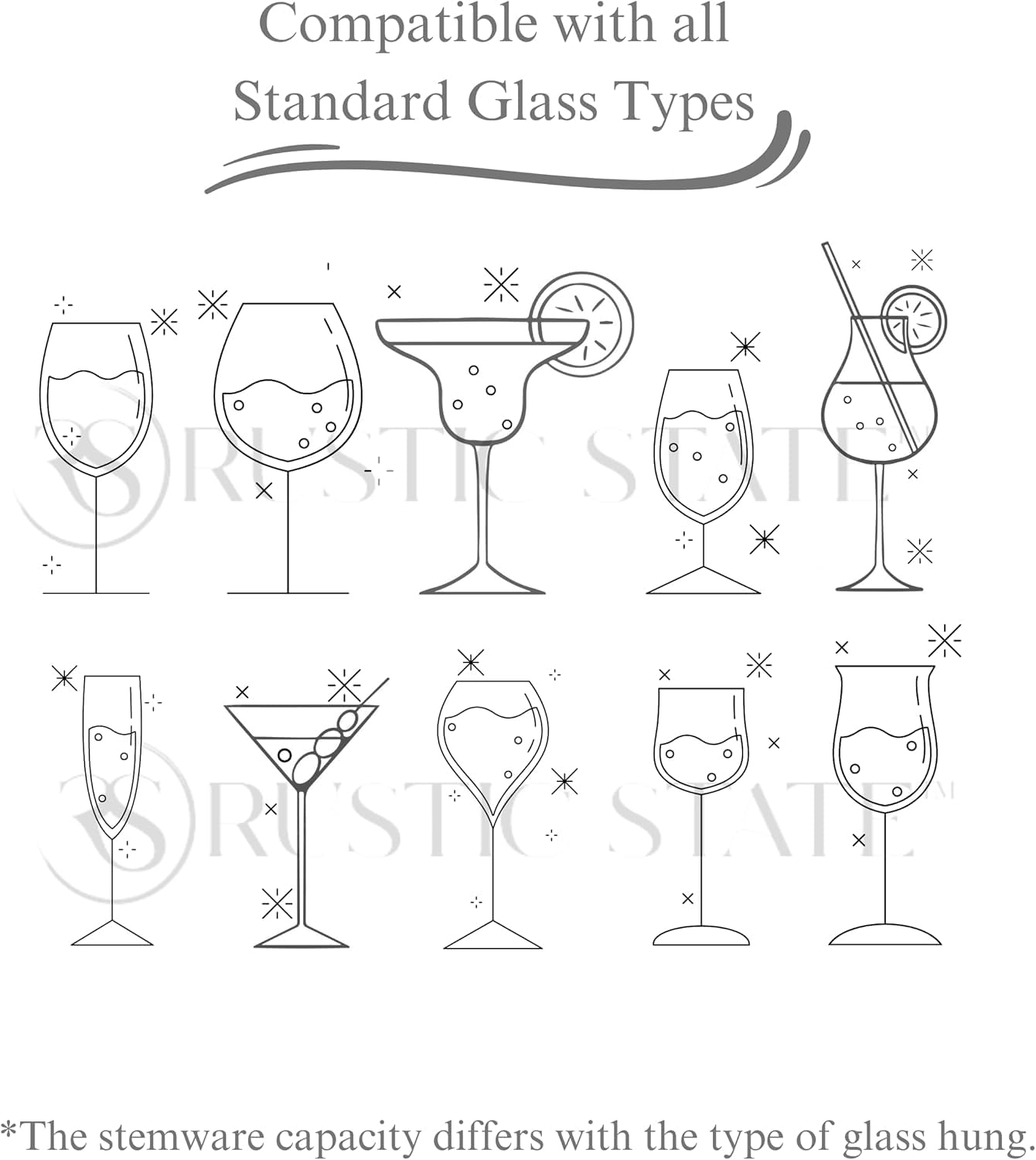 MEMUNA'S Eze 4 Sectional Adjustable Wood Under Cabinet Wine Glass Holder Wine Glass Rack Hanging Shelf Stemware Bar Organizer - 12 Wine Glass Storage - 10 Inch Deep (2, Mahogany Finish) 4
