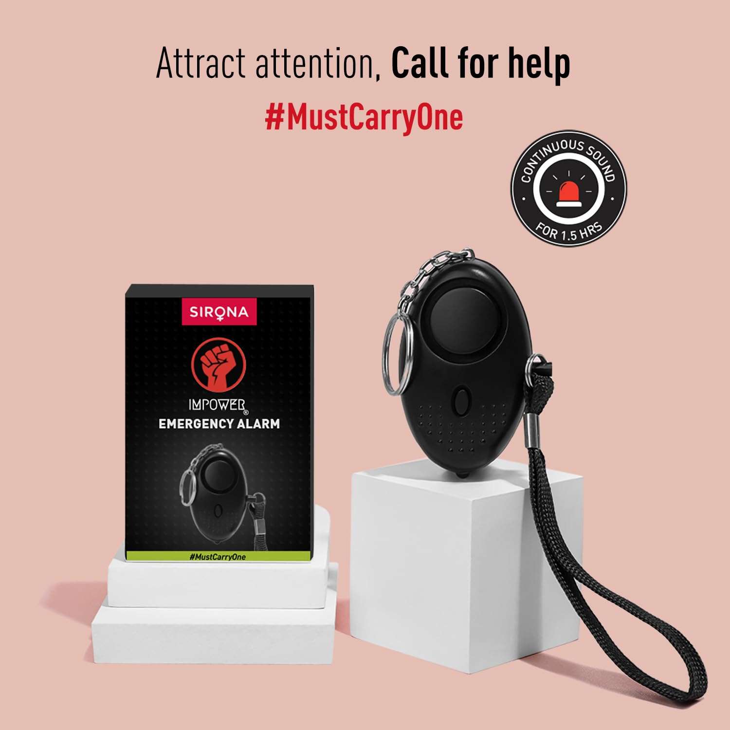 IMPOWER Self Defence Emergency Alarm in Keychain with Pepper Spray for Women Safety – (Pack of 1) | Security Personal Protection Devices for Women, Girls, Kids & Elderly | SOS Alarm with Light 4