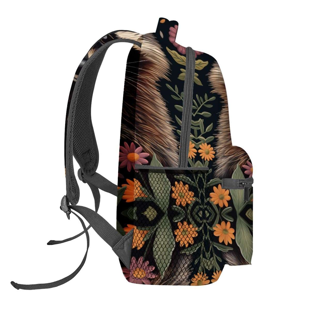 VANZEV Raccoon and Floral Backpack Travel Backpacks Laptop Rucksack,School Bookbag for Women Kids Boys Girls,Cute Wildlife Back Pack Accessories Bags,Ideal Gifts for Work, Outdoor Adventures 4