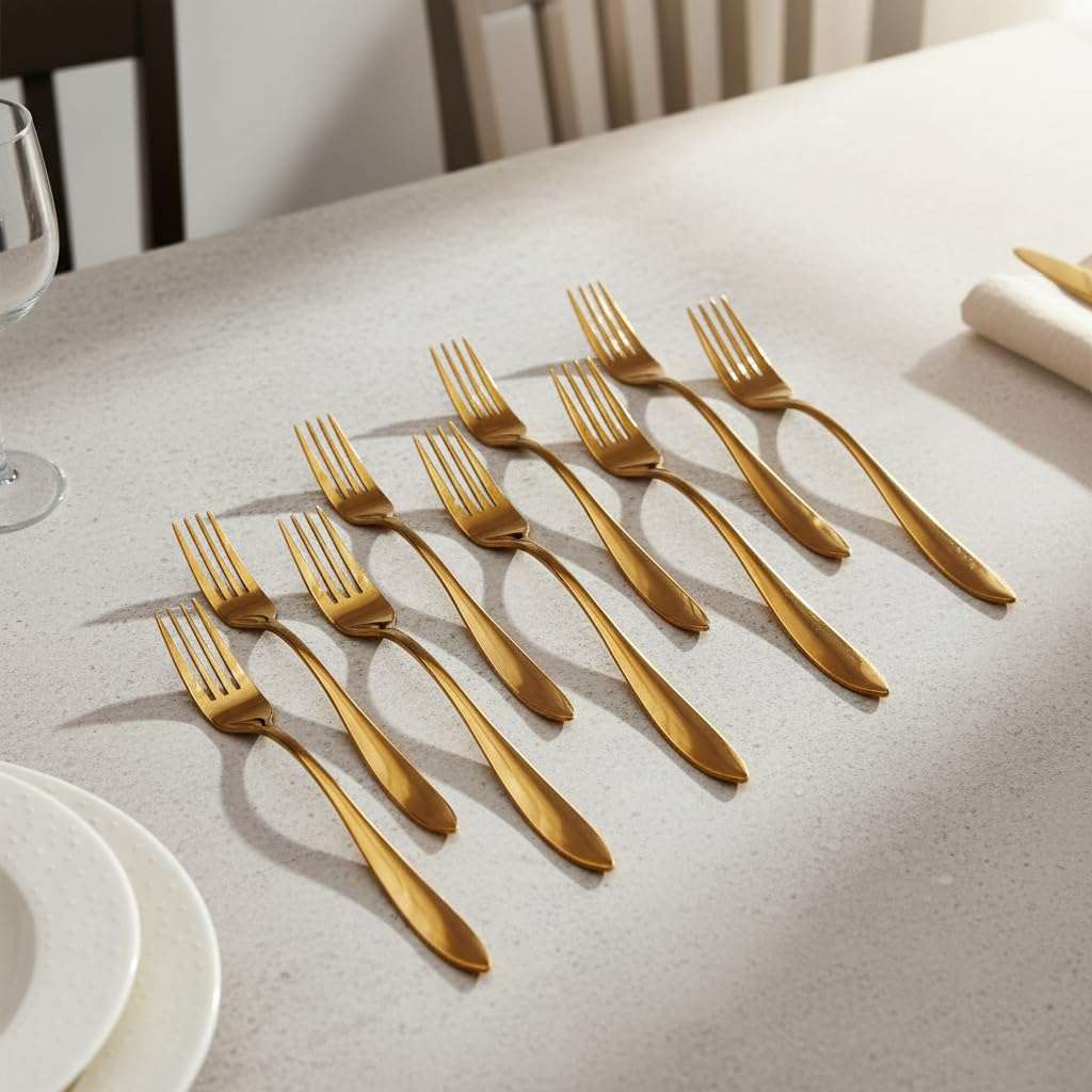 Italica Rose Gold Stainless Steel Cutlery Set of 24+1 Pieces with Stand | Rose Golden Polished Dining Table Premium Cutlery Set, Home & Kitchen with Gift Box | Elegant Kitchen & Home Dining Set. 5