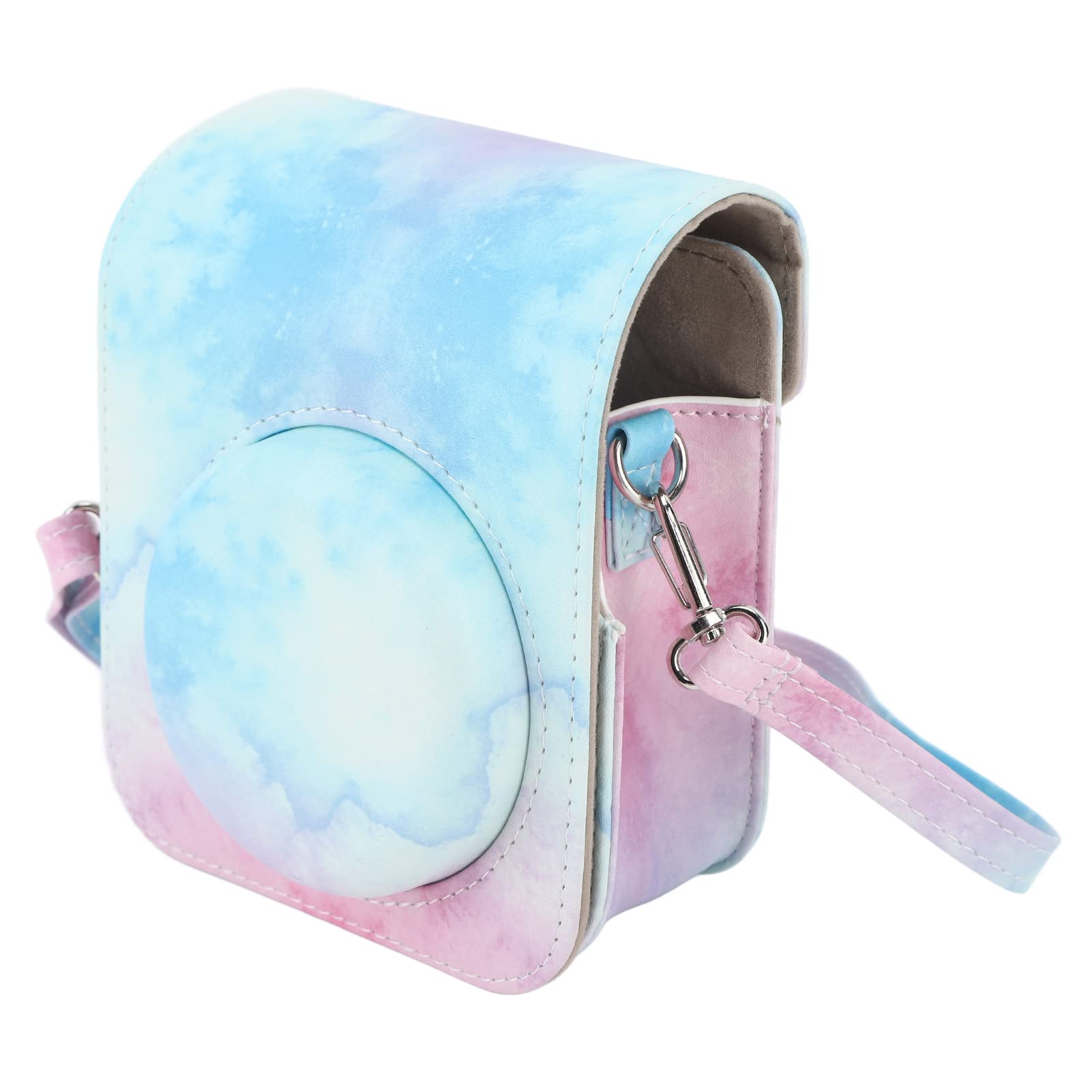 banapoy Instant Camera Case, Instax Mini 12 Camera Protective Case Bag With Adjustable Shoulder Strap, Portable PU Leather Camera Carrying Bag for Instax Mini 12 Camera (Blue Pink) 1