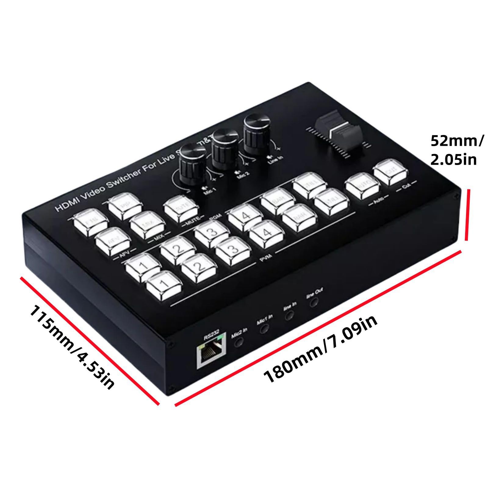 HDMI Live Stream Switcher, 3-Channel HDMI Live Streaming Switcher, Multi Camera Video Mixer 5