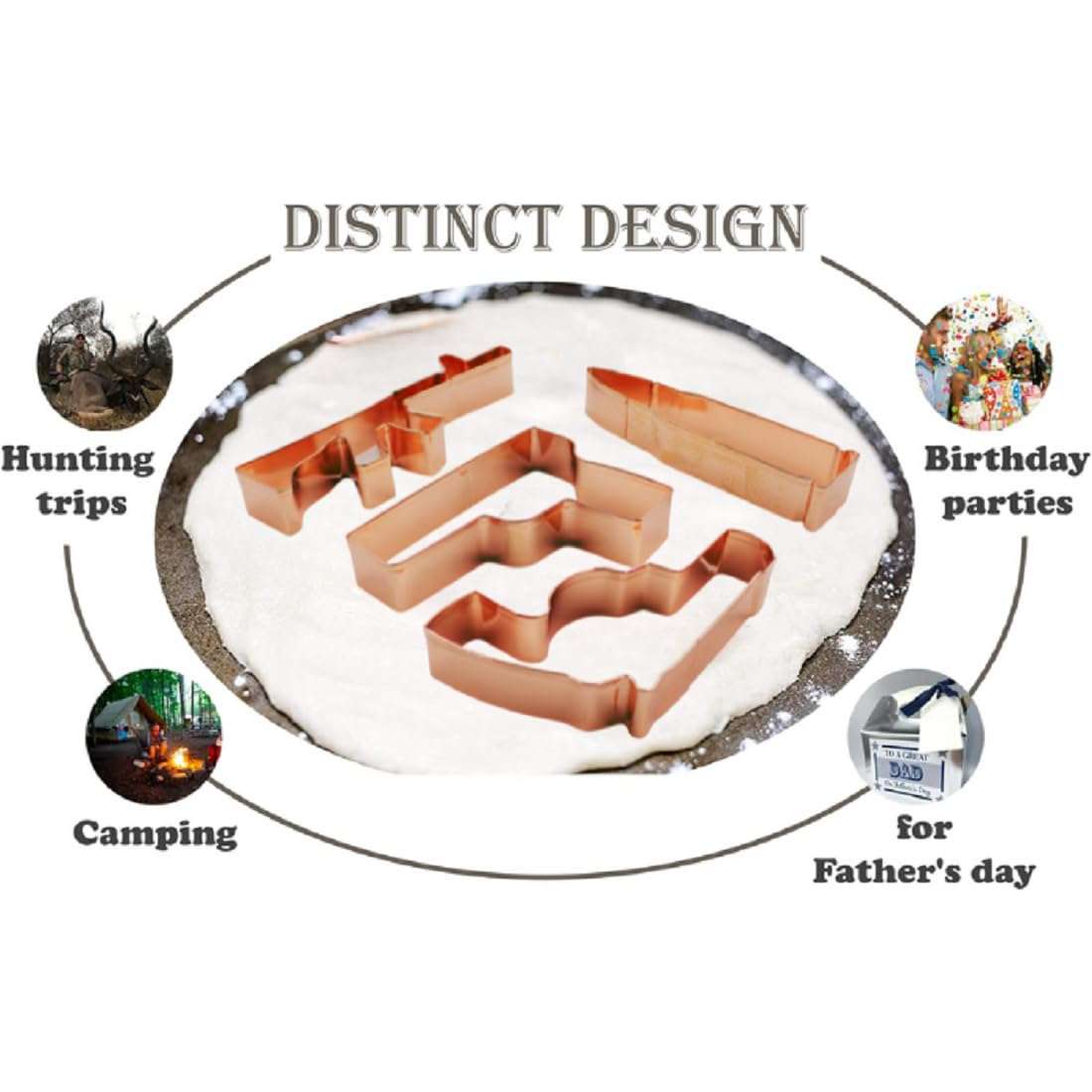 Caliber Gourmet Cookie Cutter Mold Set - Gun Shaped, Rifle, Bullet, Revolver, Cutters - Funny Military Theme for Adults, Kids, Kitchen Supply, Christmas - Stainless Steel, Rust-Free, Dishwasher Safe 3