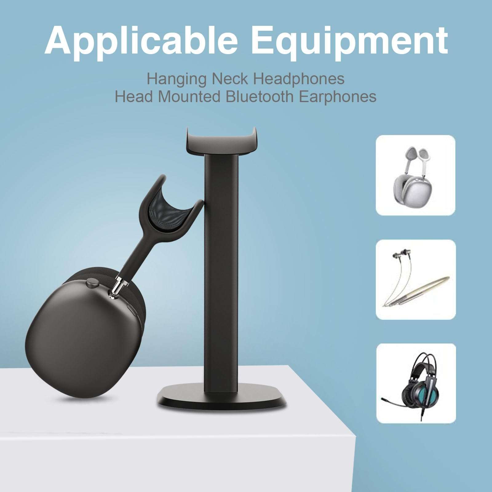XANAD Headphone Headset Stand for Desk,Headphone Holder for JBL, Sony, Bose, Beats,AirPods Max, PC Gaming Headset Display & Bluetooth Headphone (Black) 3