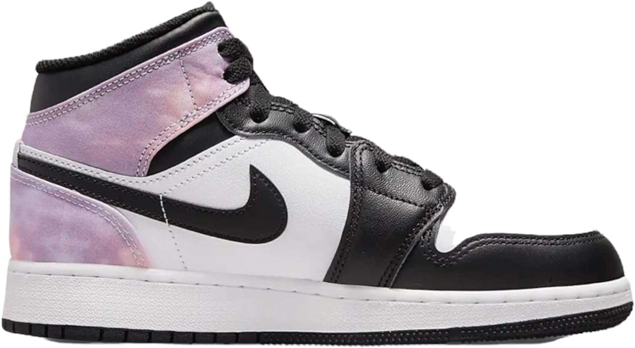 Nike boys Air Jordan 1 Mid Sneaker, Black/Bleached Coral-white, 6 Big Kid 2
