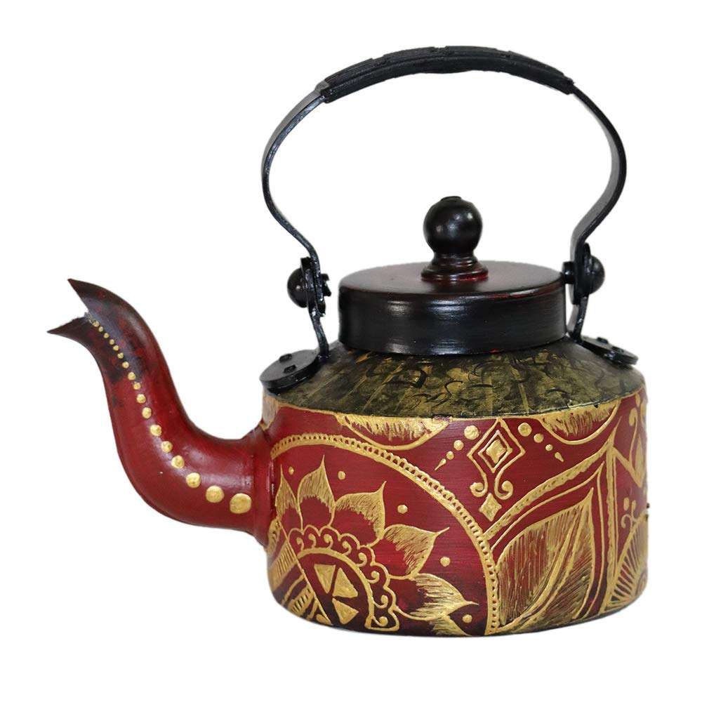 Artostic Aluminium Modern Interior Hand Painted Abstract Pattern Decorative Tea Kettle Pot (Multicolour) 1