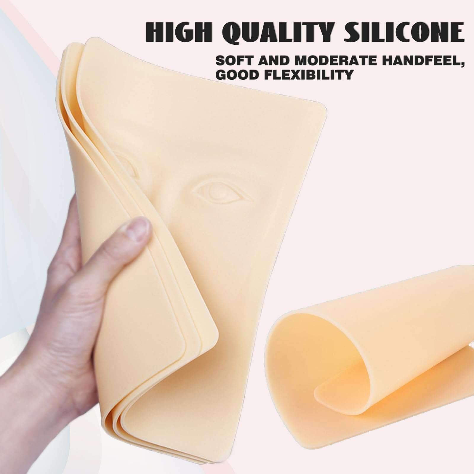 JUNLUNCE Makeup Practice Face - 3D Silicone Head with Realistic Skin, Pro Cosmetic Training Model for Eyebrow/Lip/Foundation, Salon & Home Use (Students/Artists) 4