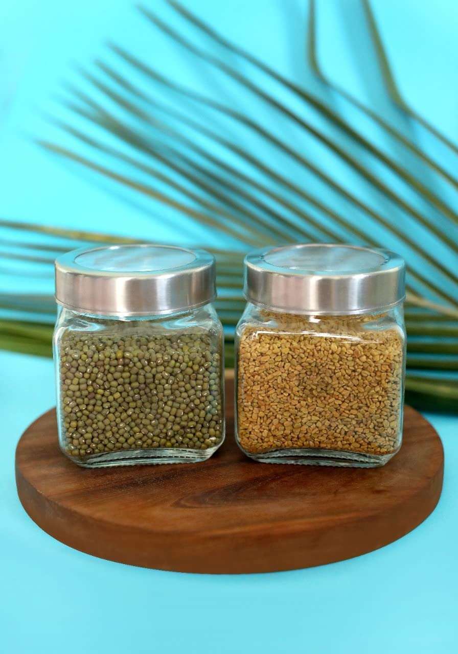 EVOQIS� Pop Jar With Glass Air Tight Lid Pickle Spice Food Storage Containers Transparent Storage Jar Herbs Jar,Jam Jar,Cookie Jar,pop Glass jar,Biscuit Glass Jar 500 ml (2) 3