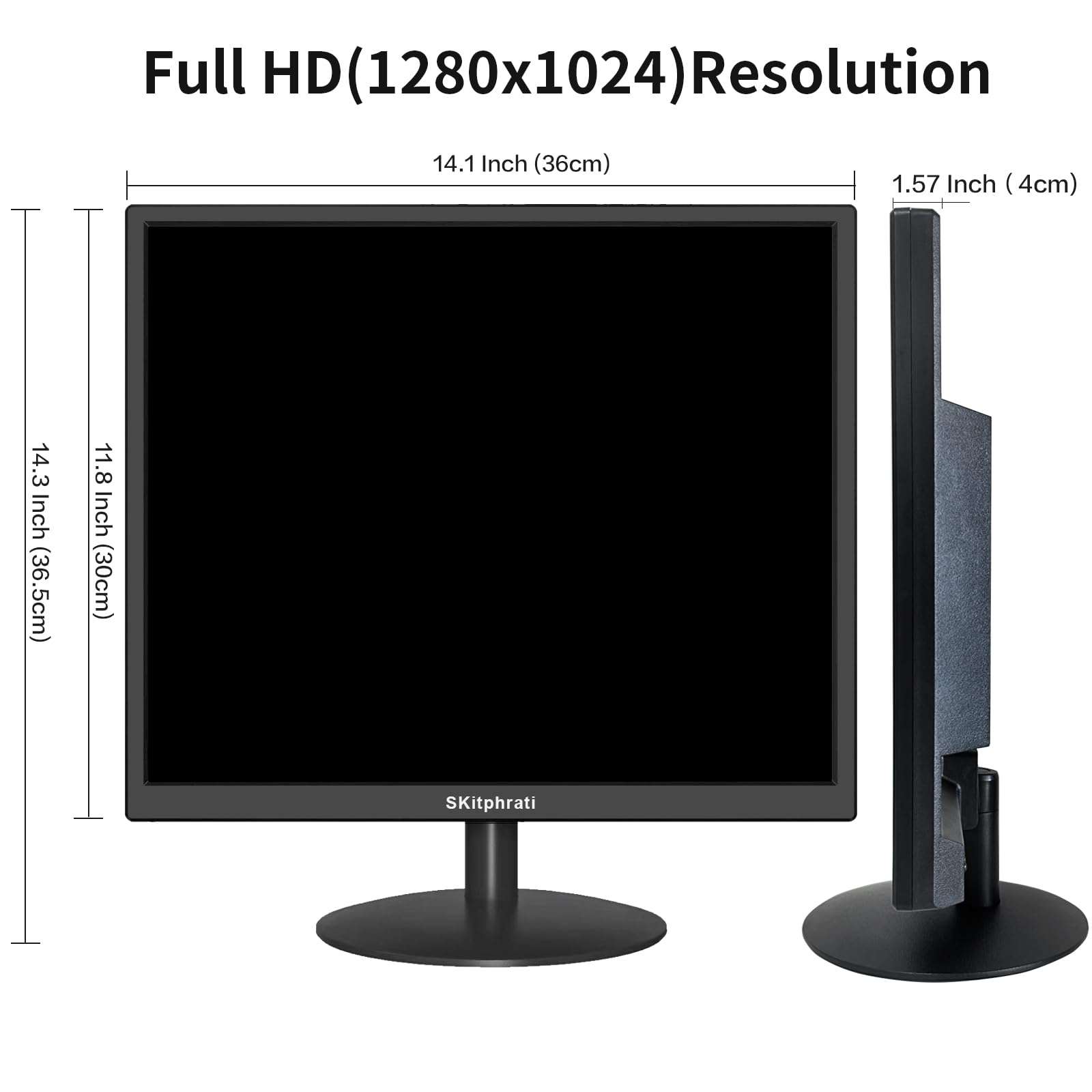 SKitphrati 17" Monitor Square Monitor 1280 X 1024 with 45% sRGB Color Correction and 5:4 Aspect Ratio, 75 Hz, VESA Mountable, VGA, HDMI, TN Panel 5