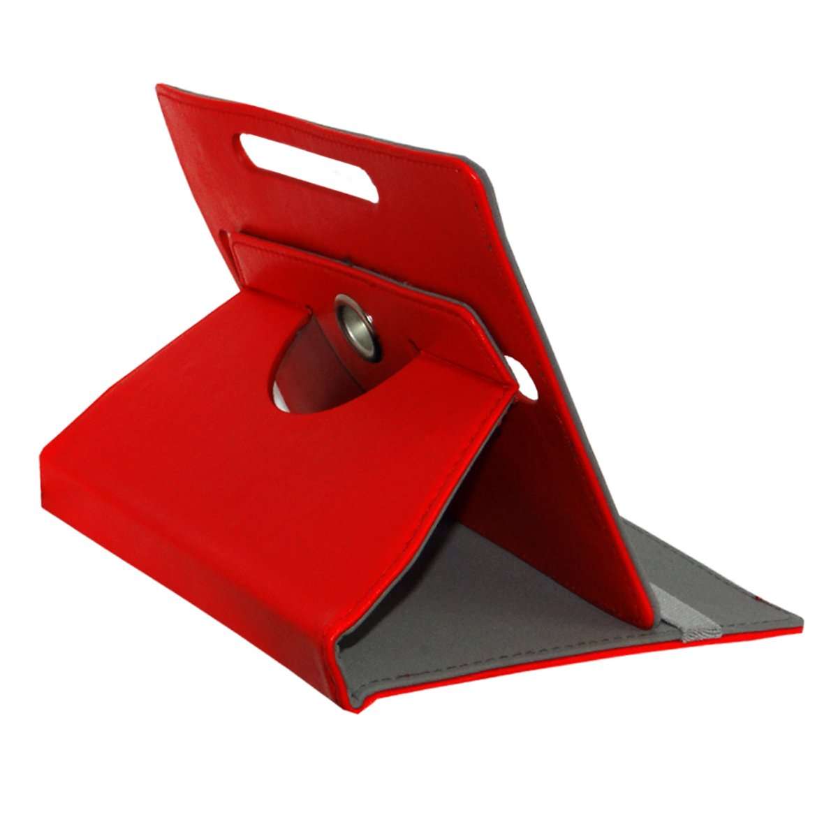Acm Rotating Leather Flip Case Compatible with Iball Slide Avid Tablet Cover Stand Red 6