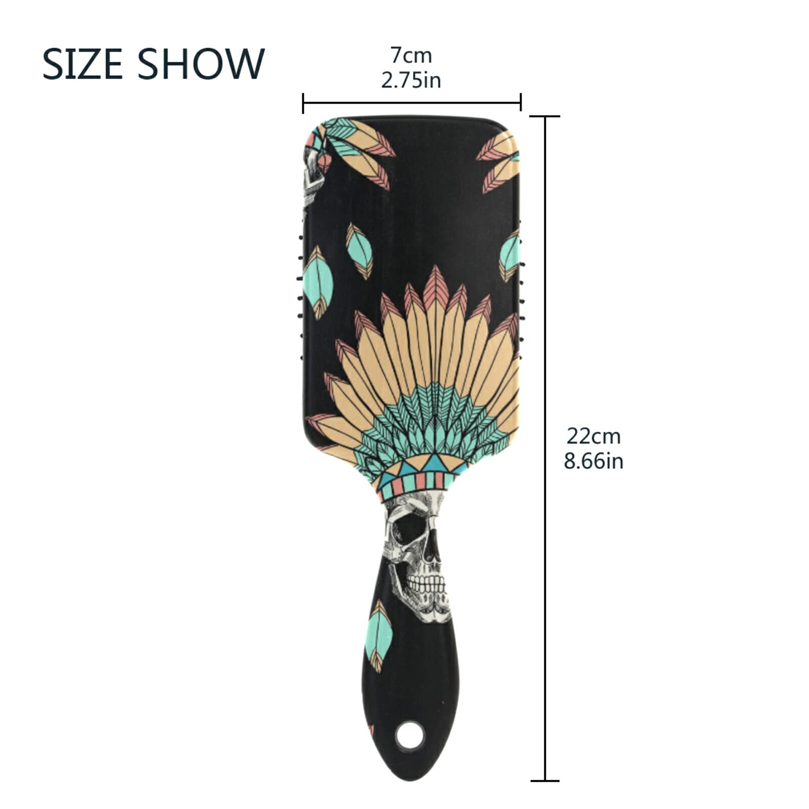 Hair Brush-Paddle Brush,Indian Skull Texture Detangling and Adding Shine for Women Mens Hair(8cr4d) 4