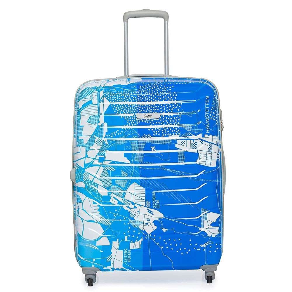Skybags Trooper 75 Cms Large Check-In Polycarbonate Hardsided 4 Wheels Spinner Luggae/Speed_Wheel Suitcase/Trolley Bag- Blue And White 1