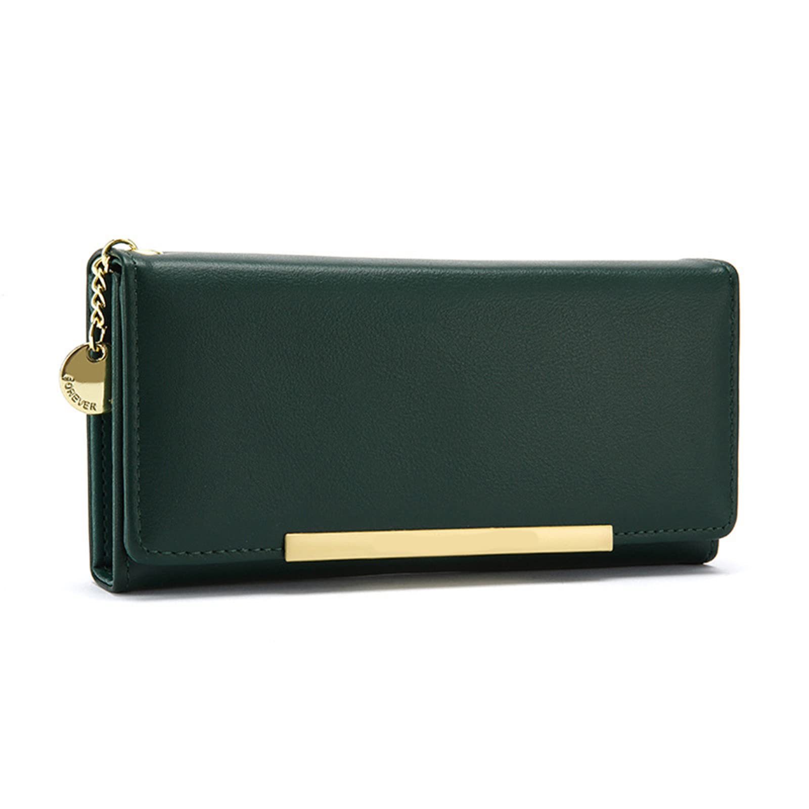 Women Wallet Fashion New Pattern Handbag Solid Simple Long Wallet Fashion Convenient Adhesive Phone Wallet (Green, One Size) 4